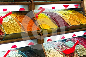 Spices in shop display photo