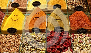 Spices in the spice bazaar in istanbul