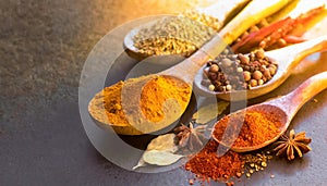 Spices used in Cooking - Space for text