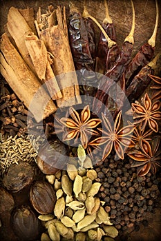 Spices on Wood