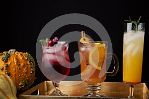 Spicy Apple Cider, Pear Sparkler, and Whiskey-Cranberry Cocktails - Fall Drinks