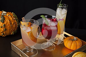 Spicy Apple Cider, Pear Sparkler, and Whiskey-Cranberry Cocktails - Fall Drinks