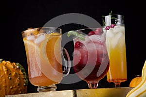 Spicy Apple Cider  Pear Sparkler  and Whiskey-Cranberry Cocktails - Fall Drinks