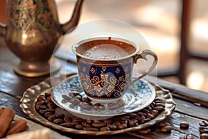 Spicy Arabic coffee traditional. Generate Ai