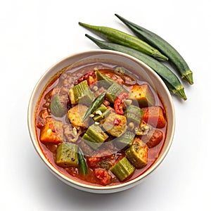 Spicy Bamya Okra Stew isolated on transparent background photo