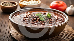 Spicy Beef Stew Bowl, Kitchen, Ingredients, Rustic