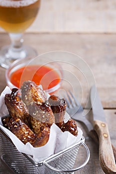 Spicy chicken chicken wings prepared on barbecue