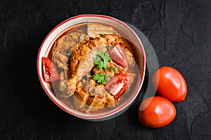 Spicy chicken curry. Dum Ka Murgh or Lagan Ka Murgh tikka