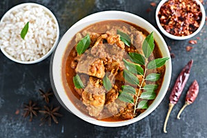 Spicy chicken curry masala, popular Indian dish