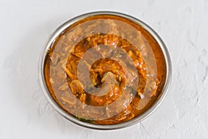 Spicy chicken curry masala, popular Indian dish