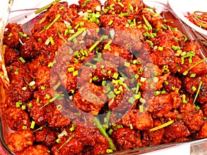 Spicy chicken manchurian