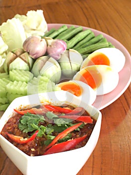 Spicy chili paste with vegetable side dish