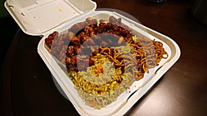Spicy Chinese Take Out Food.Insulation from covid19. Stay at home
