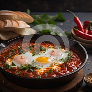 Spicy Close-up Shot of Israeli Shakshuka