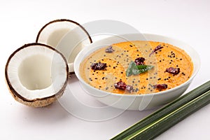 Spicy coconut chutney.with coconuts