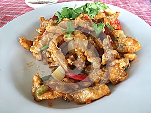 Spicy crispy dried fish maw and peanut