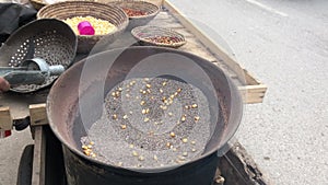 Spicy and Delicious: A Close-Up of Bhonay Chanay (Chali) being Cooked