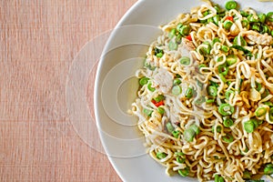 Spicy dry noodle salad , Thailand style food