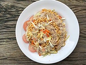 Spicy dry noodle salad , Thailand style food