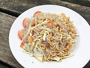 Spicy dry noodle salad , Thailand style food