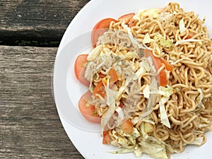 Spicy dry noodle salad , Thailand style food