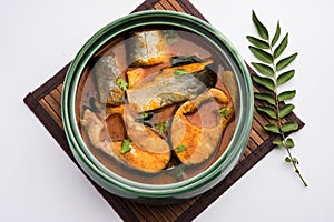 Spicy Fish curry - popular Indian seafood served with rice