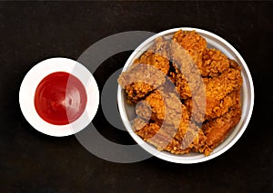 Spicy fried chicken wings from a fast food restaurant