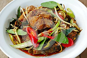 Spicy fried stir catfish with chilli paste