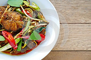 Spicy fried stir catfish with chilli paste