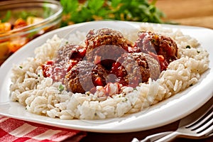 Spicy German frikadellen or meatballs photo