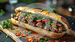Spicy grilled chicken sandwich - generative ai photo