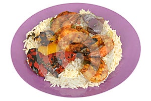 Spicy Hot Tandoori King Prawns with Rice