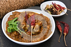 Spicy Indian chicken curry of Chettinad Tamil Nadu