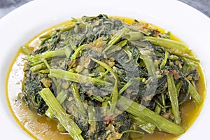 Spicy Kangkong Vegetables Stir Fry Closeup