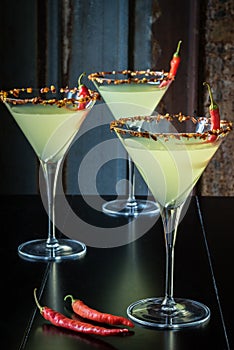 Spicy Martinis Rimmed with Pepper Flakes