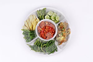 Spicy meat and tomato dip call Nam Prik Ong.