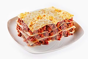 Spicy minced or ground beef lasagne photo