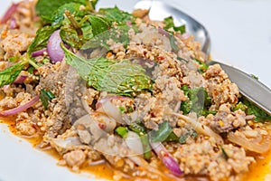 Spicy minced meat salad, Thai food style