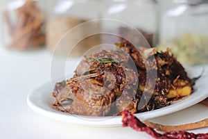spicy mutton roast prepared in Kerala style