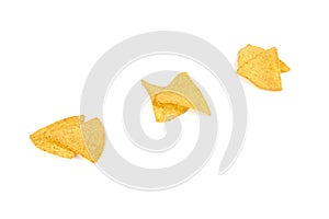 Spicy nachos chips isolated on white background