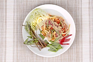 Spicy papaya salad with mixed vegetable for Chinese vegetable f