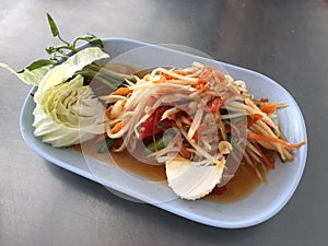 Spicy papaya salad or Somtum