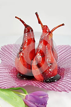 Spicy Pears in red wine