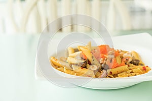 spicy penne seafood