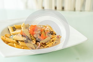 spicy penne seafood