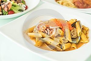 spicy penne seafood