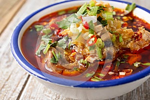 spicy pork brain soup, chinese food