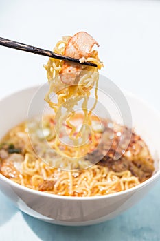 Spicy pork noodle soup