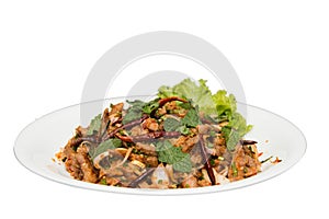 Spicy pork salad is thai food