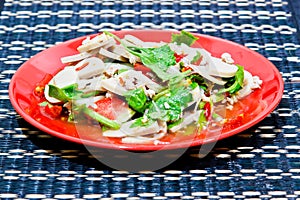 Spicy pork salad with vegetables
